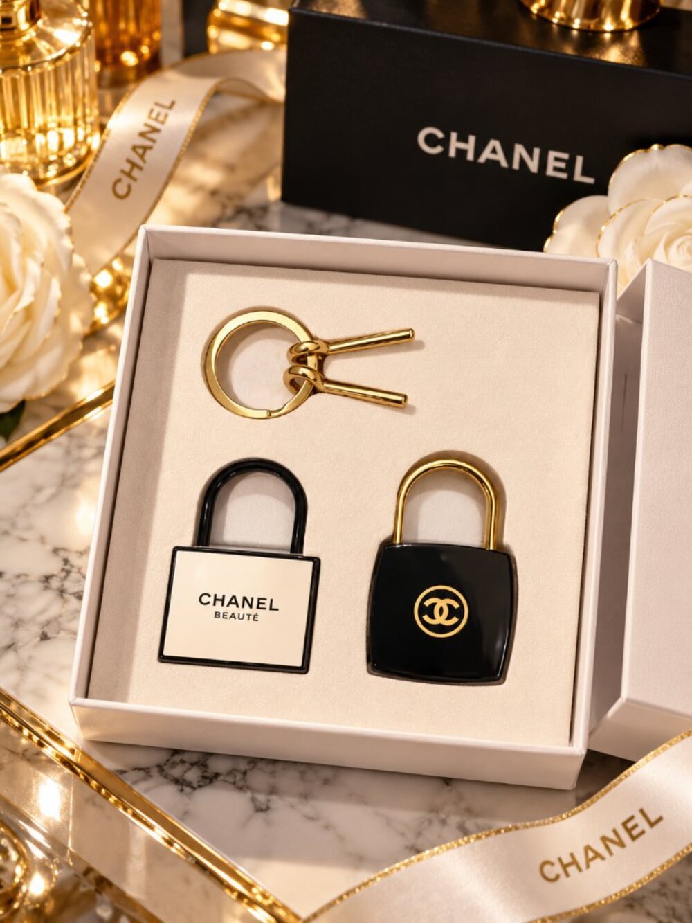 Rare Chanel La Collection Display Set – Iconic Padlocks and Key Ring Locks Open